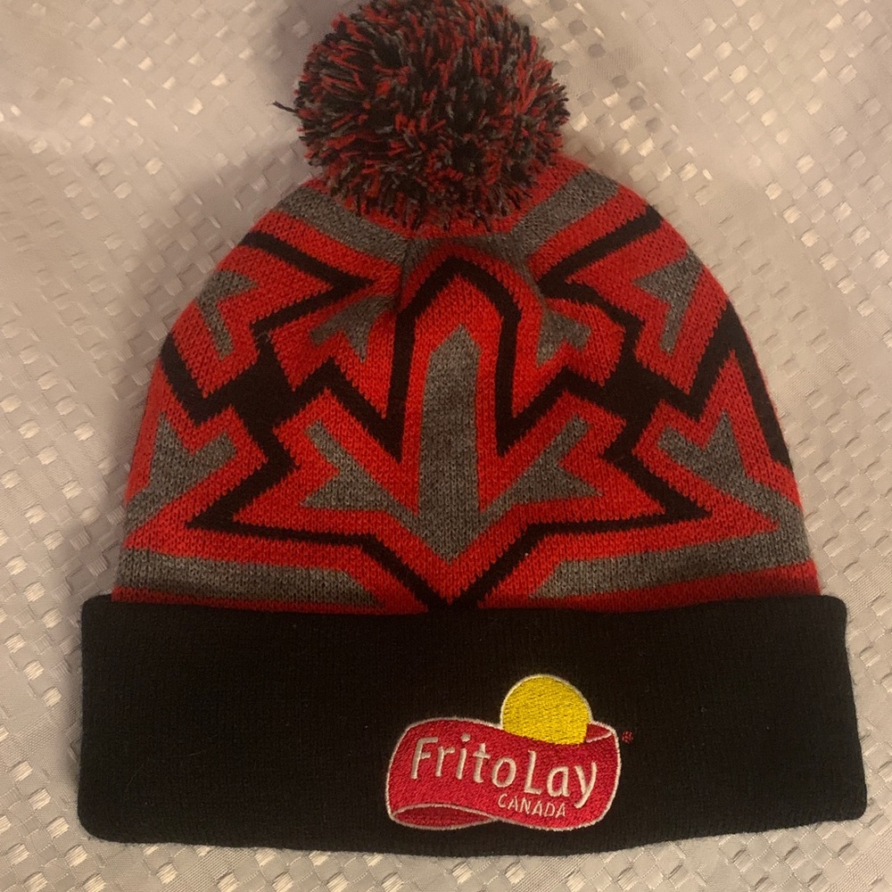 Frito Lay Canada black, red and grey winter adult sized beanie.